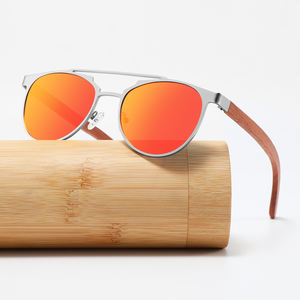 2025 vente chaude unisexe lunettes de soleil polarisées haute qualité cadre en métal à la mode lunettes de soleil en bois avec double pont nuances - Product Image 5