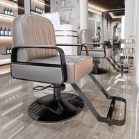 Fauteuil de Barbier Élégant en Cuir Blanc, Chaise Pivotante de Salon de Coiffure en Acier Inoxydable Brillant avec Base Robuste