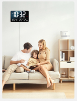 Reloj digital LED inteligente de 13,1 pulgadas con pantalla de temperatura/humedad, control remoto y montaje dual: Brillo automático y modos de alarma múltiple