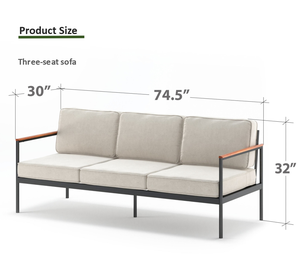 Sofá de Exterior Negro de Tres Plazas para Patio, Terraza o Jardín, Combinación de Muebles de Exterior - Product Image 1
