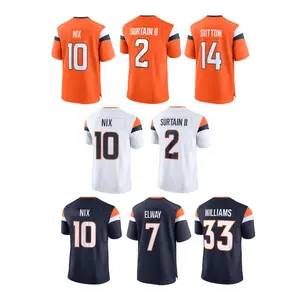 2024 nuevas camisetas de fútbol americano cosidas Denver 10 Bo Nix 2 Patrick Surtain-II 14 Courtland Sutton 7 John Elway 33 Williams