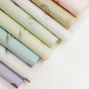 Nouveauté 2024, papier crépon kraft imprimé à motifs floraux, 53*50cm, petit motif floral, papier d'emballage pour fleurs, emballage cadeau - Product Image 1
