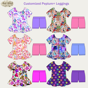 Set <span class=keywords><strong>Estivo</strong></span> Casual Personalizzato con Peplum e Leggings, Completo a Maniche Corte con Peplum per Bambine, <span class=keywords><strong>Abbigliamento</strong></span> di Alta Qualità in Bambù per Bambine - Product Image 3