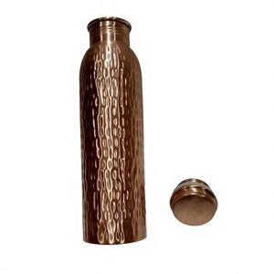Botella de Agua de Cobre de Grado Alimenticio, Acabado Martillado, Diseño Vintage, Portátil para Viajes - Product Image 1