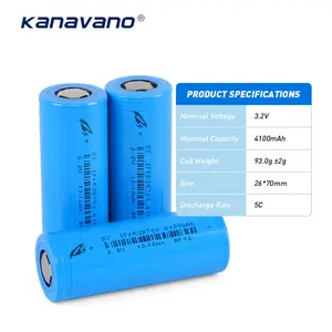 Kanavano deep recycle 26700 lifepo4 cell 4100mah 5C high discharge rate 26700 lifepo4 cell