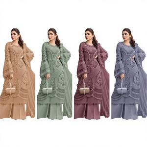 Traje Tradicional Pakistaní de Salwar Kameez en Faux Georgette para Mujer, Ideal para Bodas y Fiestas - Product Image 1