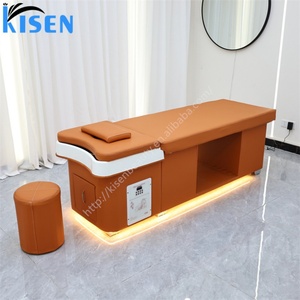 KISEN Modern Thai Massage Wash Hair Head Spa Shampoo <b>Bed</b> Washing Basin Beauty Salon Shampoo <b>Bed</b> with Storage Cabinet and LED - Product Image 4