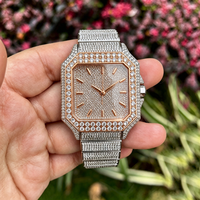 Montre mécanique de haute qualité sertie de moissanite, 40 mm, lunette sertie de diamants, résistante à l'eau, verre saphir, montre de plongée sportive pour homme