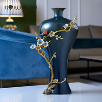 RORO objets décoratifs moderne luxe décor à la maison émail fleur de prunier fleur vase en céramique pour la maison table vase décoratif