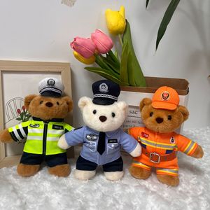Porte-clés en peluche ours pompier, jouet doux de 18cm pour adolescents, cadeau décoratif - Product Image 1