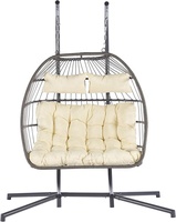 Hamac double pliable en rotin, chaise suspendue pour intérieur, extérieur, patio, jardin
