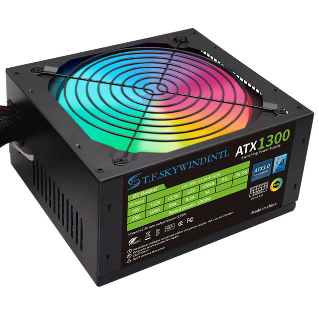 1300W ATX3.0 Pc Power Supplies PCIE 5.0 Dual CPU RGB Fan Gaming Switching Power Supply for Computer