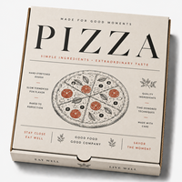 Boîte d'emballage pour pizza en carton ondulé kraft recyclable avec logo personnalisé en relief or, impression quadricolore pour la livraison de nourriture aux restaurants