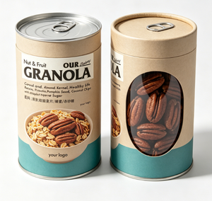Cereal and Kernel Paper Tube Packaging With <b>Window</b> Recyclable Four Color Printing Craft Paper Food Container - Product Image 5
