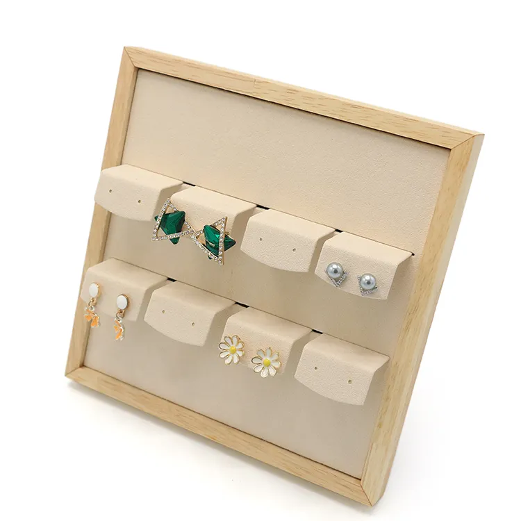 Fadgi suporte exibidor de brincos, suporte de joias personalizado, contador de joias de madeira, adereços de exibição