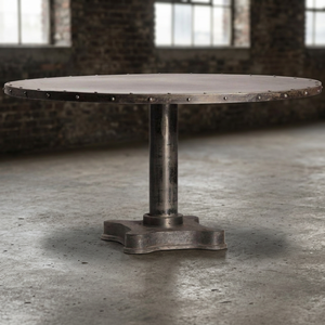 Juego de Mesa de Comedor con Pedestal Estilo Industrial Vintage, Tablero de Madera, Diseño Metálico Plegable, Estilo Antiguo para Uso en Villas, Apartamentos y Hoteles - Product Image 2
