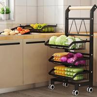 Chariot de rangement pour fruits et légumes de cuisine, étagère de rangement à paniers en maille, réglable, multi-niveaux, multifonctionnel, grande capacité