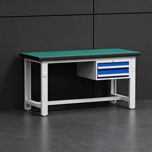 Banc de travail antistatique robuste avec 2 tiroirs, table de travail ESD industrielle (surface en acier inoxydable) - Product Image 1
