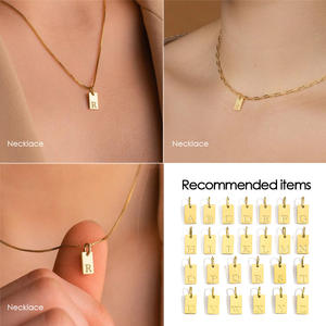 Vente en gros de breloques et pendentifs en acier inoxydable avec 26 lettres initiales, accessoires, symbole porte-bonheur, collier, cadeau d'anniversaire - Product Image 6