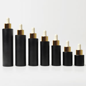 Матовый черный 1 унция 2 унции уникальная пустая стеклянная бутылка капельницы с золотой крышкой для масла для волос и упаковки масла для тела - Product Image 5