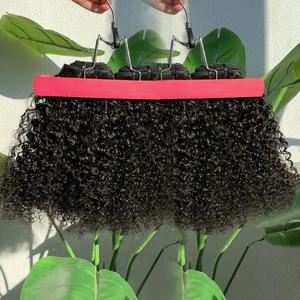 Extensions de cheveux humains de qualité supérieure, non traitées, 4A4B, vierges, cuticules alignées, double trame, bouclées, en gros - Product Image 1