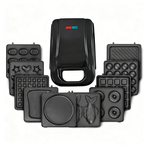 เครื่องทำวาฟเฟิลแซนวิชไฟฟ้าแบบ10 in 1พร้อมจานที่ถอดออกได้สำหรับวาฟเฟิลฟองโดนัทอาหารเช้าขนมหวานคริสต์มาสแบบกำหนดเอง - Product Image 1