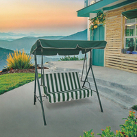 Chaise suspendue de jardin extérieure 2 places personnalisable (couleur, taille, logo) avec coussin rayé, auvent festonné et hamac de véranda en métal