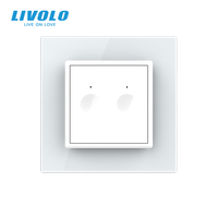 LIVOLO Interruptor de Pared Inteligente de 2 Ganglios y 1 Vía, 10A, con Marco de Cristal y Módulo de PC, Control Remoto de Luz con Cable Vivo Único para Hogar Inteligente