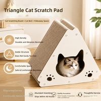 Grand grattoir et lit pour chat en bois, design triangulaire vertical, durable, sans déchets, style épuré, tendance, dropshipping