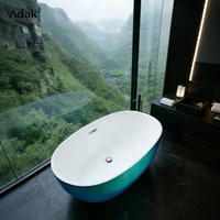 Baignoire ovale autoportante en acrylique Akak, design écologique, fonction de trempage, résistante aux taches, finition sans joint, intérieur