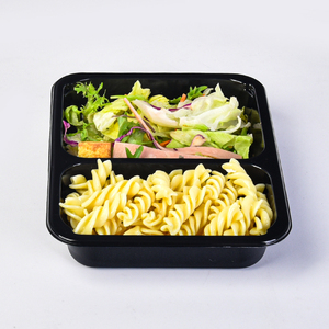 cpet khay ovenable 2 ngăn niêm phong dùng một lần bao bì thực phẩm hãng hàng không cpet container với chống sương mù phim - Product Image 4