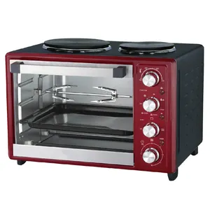 30L iki sıcak tabaklar pişirme fırını Rotisserie konveksiyon tost makinesi fırın elektrikli fırın