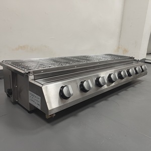 Smokeless Gas 8-Burner <b>BBQ</b> Grill Stainless Steel Commercial Outdoor Use for Food Vendors - Product Image 4