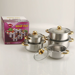 10 pièces en acier inoxydable ensemble d'ustensiles de cuisine pot à lait soupe pot antiadhésif casseroles antiadhésives casserole 16 18 20 22 <span class=keywords><strong>24</strong></span> <span class=keywords><strong>CM</strong></span> avec boîte-cadeau pour la cuisson - Product Image 3