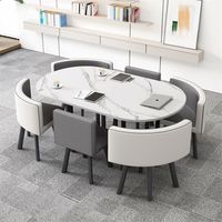 Petite table de conférence longue et chaises assorties pour bureau à domicile, mobilier commercial, formation, réception, entreprise simple