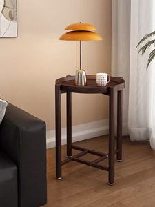 Table d'appoint ronde de style nordique, table d'appoint en bambou à 2 niveaux avec plateau surélevé - Product Image 5