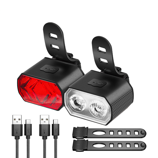 AT Aluminum Alloy Highlight Bicycle Front Light Dual T6 13LED TYPE-C Charging Waterproof Bike Tail Light Set