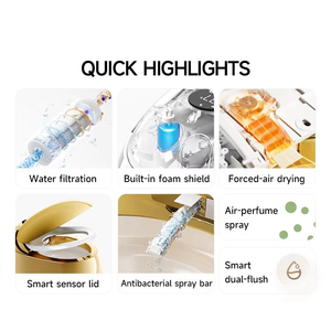 โถสุขภัณฑ์อัจฉริยะทรงไข่ Golden Smart Toilet พร้อมระบบชำระล้างอัตโนมัติ ควบคุมด้วยรีโมท สำหรับโถสุขภัณฑ์อัจฉริยะทรงไข่แบบ OEM - Product Image 5