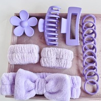 En Gros 16 Pièces/Ensemble Bandeaux de Lavage Spa Maquillage Doux, Serre-Poignets Moelleux, Bandeaux à Nœud, Pinces à Cheveux Fleur, Ensemble d'Accessoires pour Cheveux Femme