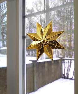 Couverture de lumière LED Lanternes en papier avec étoile suspendue Abat-jour en forme d'étoile pour arbre de Noël Pendentif de fête en forme d'étoile évidée en 3D - Product Image 4