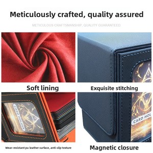 Porte-cartes vertical rectangulaire personnalisable avec plus de 100 emplacements, fenêtre de présentation, en cuir PU écologique et doublure en velours pour cartes - Product Image 3