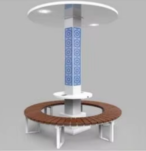 Moderno intelligente batteria solare panchina da giardino all'aperto di energia solare in acciaio zincato Smart Park panca con tetto - Product Image 1