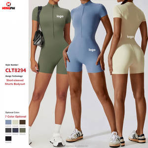 नई जिपर लंबी आस्तीन वाली आस्तीन के फिटनेस के योग कपड़े पहने उच्च शक्ति कसरत, महिला जिम एक टुकड़ा योग खेल जम्पसूट - Product Image 3