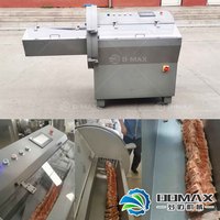 Machine à découper la viande congelée à grande vitesse, équipement de découpe de bacon, de saucisses et de bœuf avec convoyeur à l'extrémité