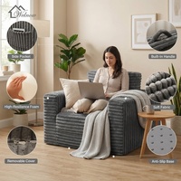 Welnow Modernes Design Klappbares Schlafsofa Ottoman 2-in-1 Knochenloses Sofa Dunkelgrau mit Seitentasche Tragegriff Abnehmbar Waschbar