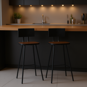 Set di 4 sgabelli da bar con seduta in legno e struttura in metallo, design moderno per uso domestico e commerciale - Product Image 2