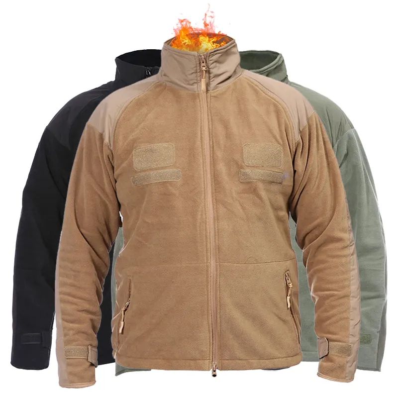 Winter Windproof Thickened Wind Breaker Army Green Outdoor Jackets For Men Thick Polar Fleece Tactical Combat Coat