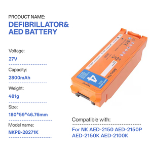 Batterie 27V 2800mAh NKPB-28271K SB-214VK pour Nihon Kohden Cardiolife <span class=keywords><strong>AED</strong></span>-2150 <span class=keywords><strong>AED</strong></span>-2100 Series <span class=keywords><strong>AED</strong></span>-2150P <span class=keywords><strong>AED</strong></span>-2150K - Product Image 1