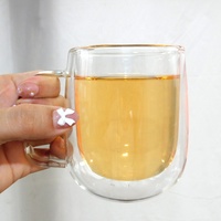 Incassable haute température résistant à la chaleur double couche mur verre jus lait tasse thé bière tasse à café avec poignée