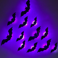 Autocollants muraux LED 3D chauve-souris et araignée pour Halloween, autocollants lumineux auto-adhésifs pour fenêtres, pour la décoration de fête et de maison